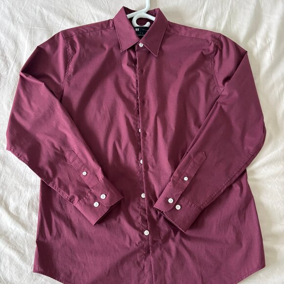 Le 31 Modern Fit Dress Shirt in Plum - Picture 1 of 10